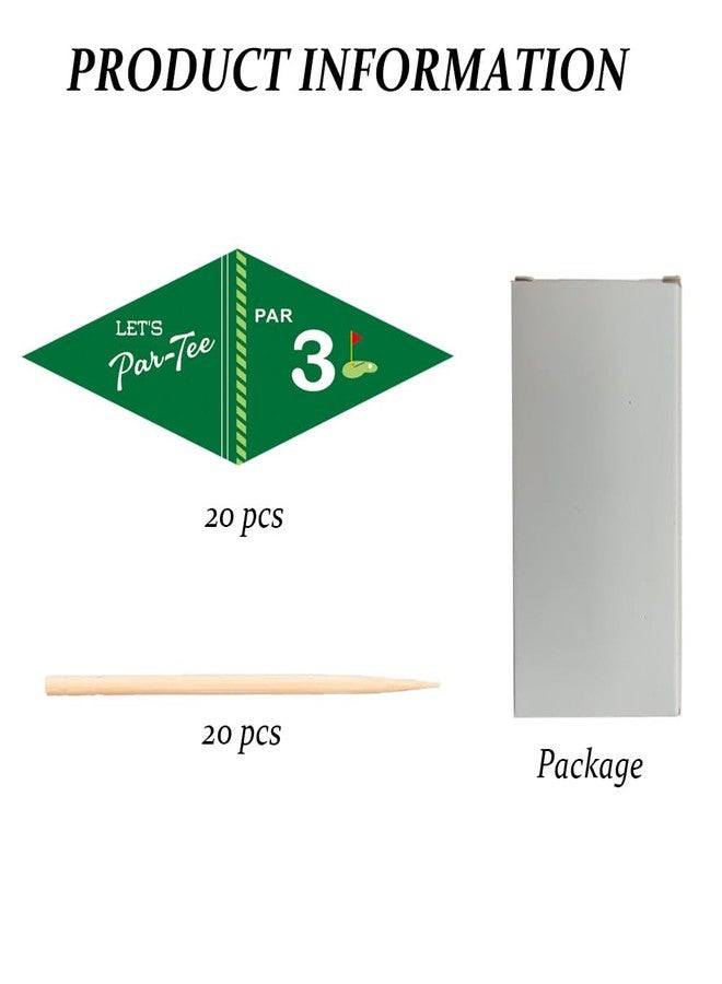 VOWFOO Golf Themed Toothpick Flags, 20 PCS Par 3 Let's Par-Tee Birthday Cocktail Picks Mini Stick Cupcake Toppers for 3rd Birthday Party Food Bar Decorations - Image 2